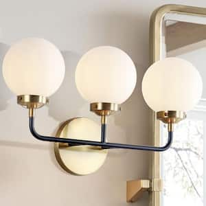 Caleb 3-Light 22 in. Brass Gold/Black Wall Sconce