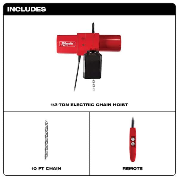 1 Ton 10 ft. Electric Chain Hoist