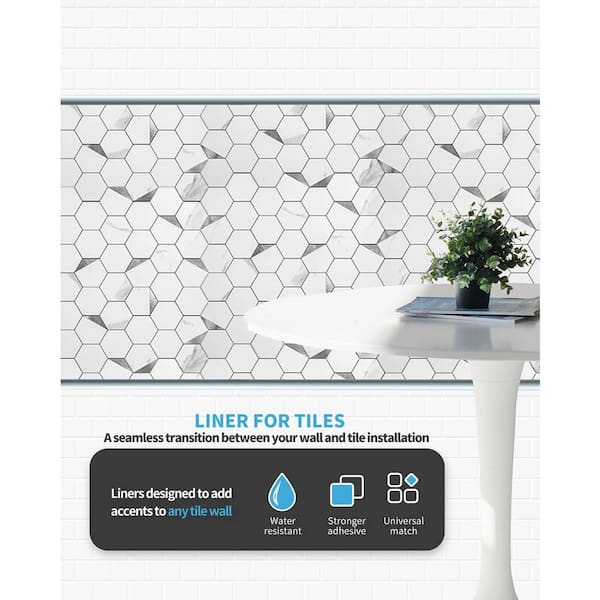 smart tiles Smart Edge Brillo Silver 18 in. x 0.27 in. Self-Adhesive  Decorative Smart Edge (8-pack) SE1076-8 - The Home Depot