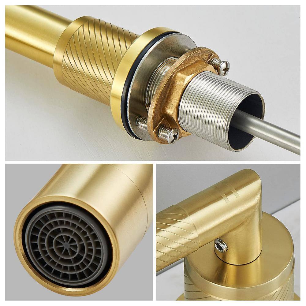Brushed Gold Stainless Steel Double Handle Bathroom Faucet
