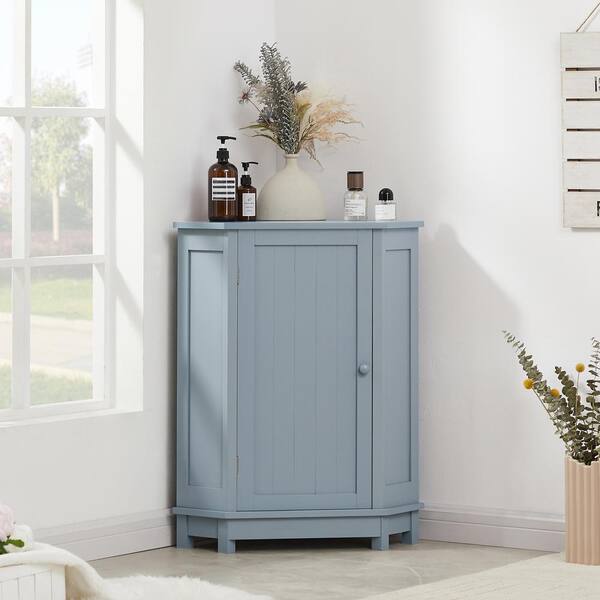 Unbranded Modern Style 25 in. W x 18 in. D x 32 in. H Blue Linen Cabinet with Adjustable Shelf