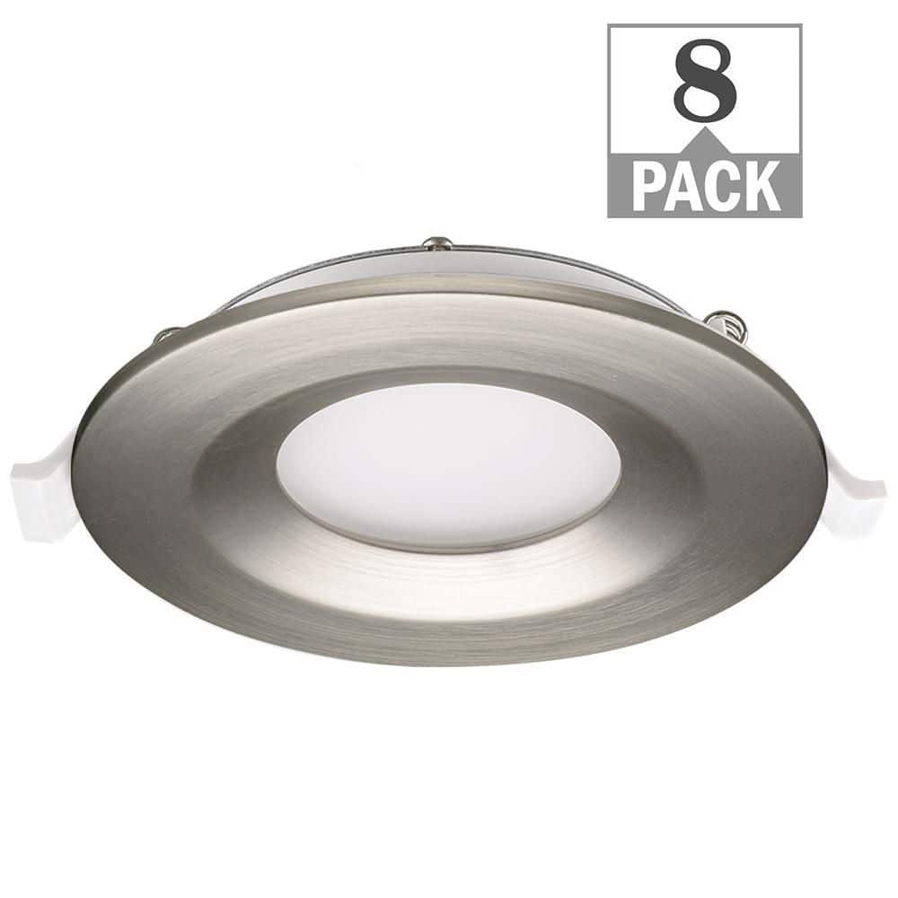 3 in. Canless Integrated LED Recessed Light Brushed Nickel Trim Kit 550 Lum