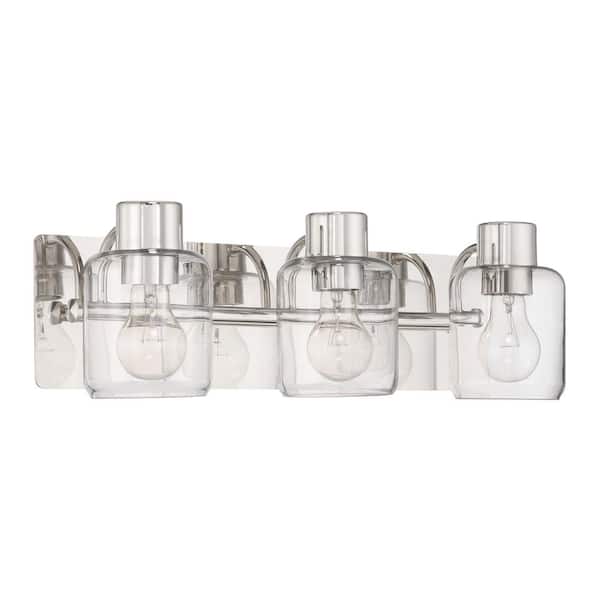 CRAFTMADE Rori 20.25 in. 3-Light Polished Nickel Finish Vanity Light with Clear Glass