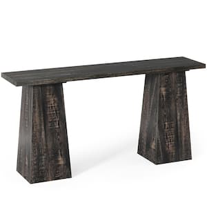 Turrella 63 in. Black Entryway Table, Rectangle Wood Console Table, Farmhouse Accent Couch Table with Heavy Duty Base