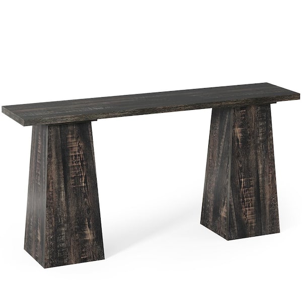 BYBLIGHT Turrella 63 in. Black Entryway Table, Rectangle Wood Console Table, Farmhouse Accent Couch Table with Heavy Duty Base
