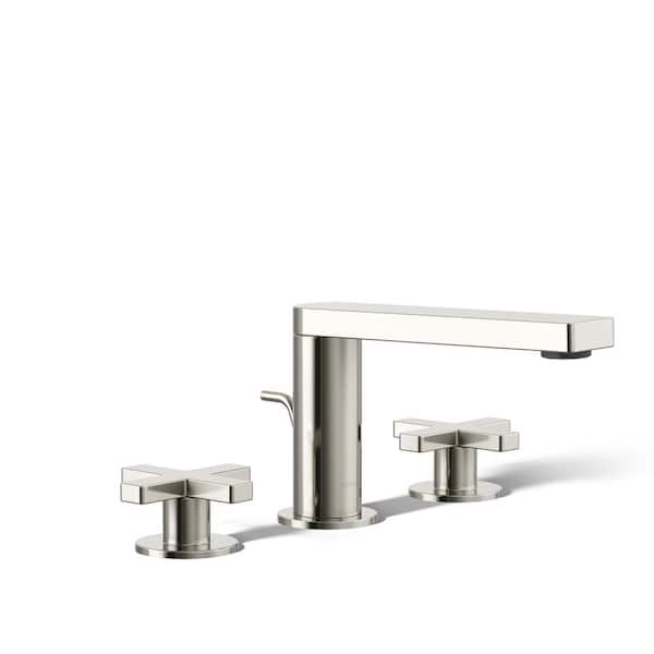 KOHLER Composed Widespread Double Handle 1.2 GPM Bathroom Sink Faucet with Cross Handles in Vibrant Polished Nickel