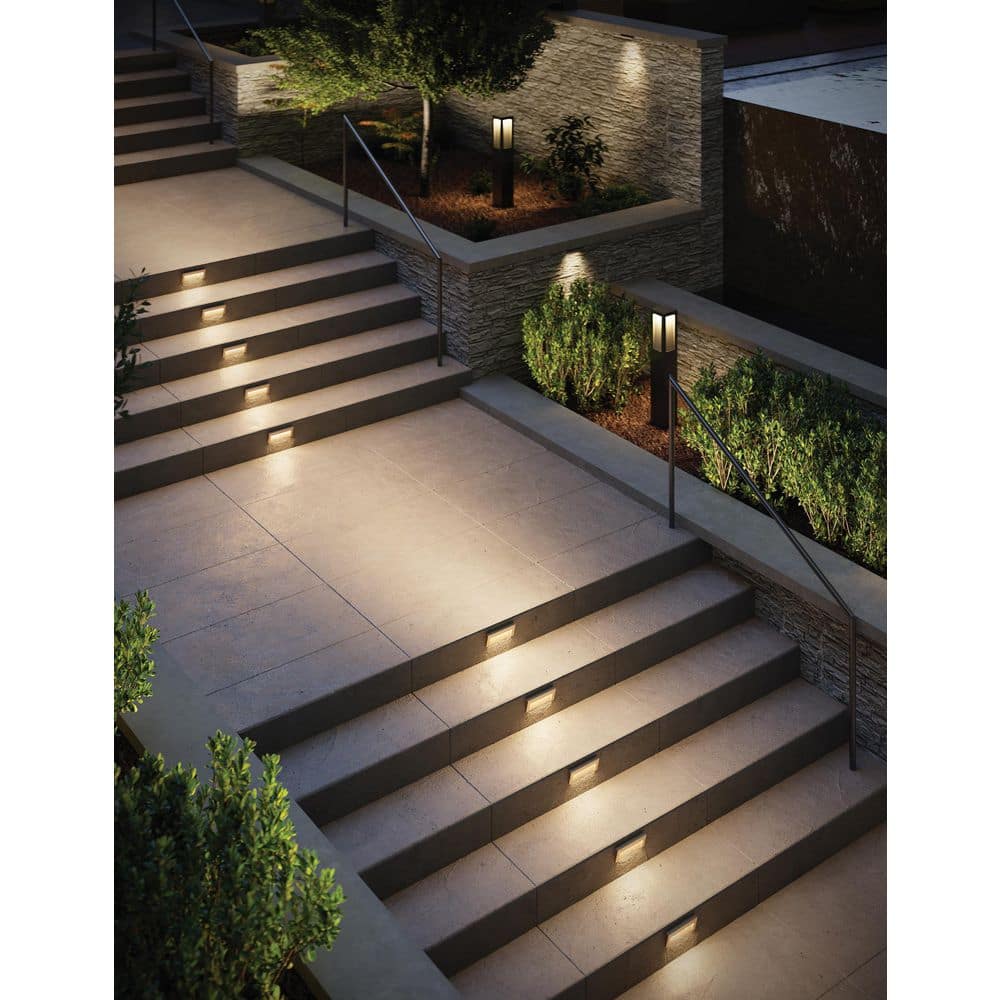 Satin Black Integrated LED Outdoor Step Light with Etched Lens