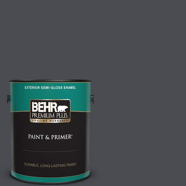 BEHR PREMIUM PLUS 1 gal. Home Decorators Collection #HDC-CL-24 Black Ribbon Semi-Gloss Enamel Exterior Paint & Primer