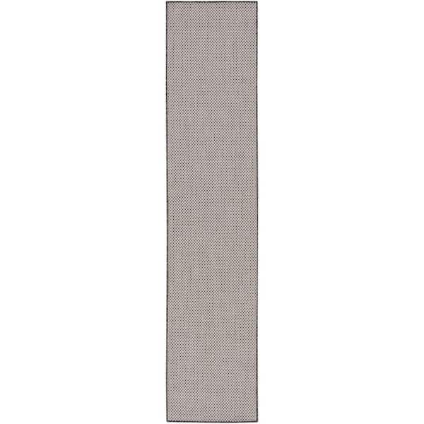 Nourison Courtyard Ivory Charcoal 2 ft. x 6 ft. All-over design Contemporary Runner Area Rug