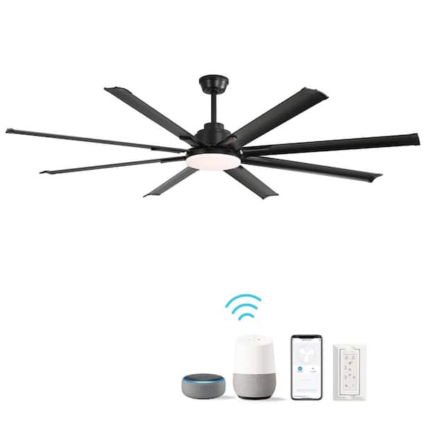 72 in. Indoor/Outdoor Black Smart Industrial Ceiling Fan with LED Light and Remote App Control
