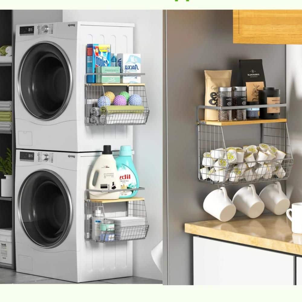 Silver Magnetic Basket Shelf for Fridge with Lid, Pantry Organizers Storage Bins, Magnetic Spice Rack for Refrigerator price history on PriceWatchPro