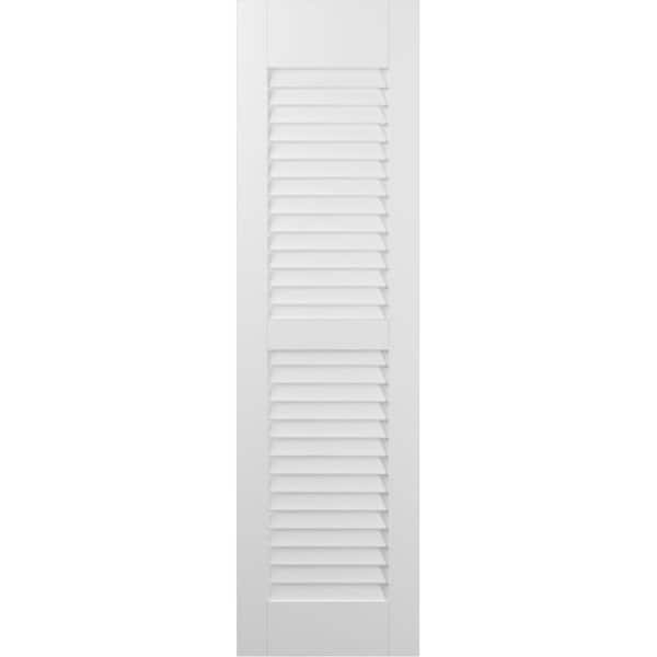 Ekena Millwork 12 in. W x 59 in. H Americraft 2 Equal Louver Exterior Real Wood Shutters Pair in White
