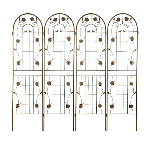 71 in. Metal Garden Trellis, Outdoor Rustproof Trellis for Climbing Plants, Brown, (2 Pack)
