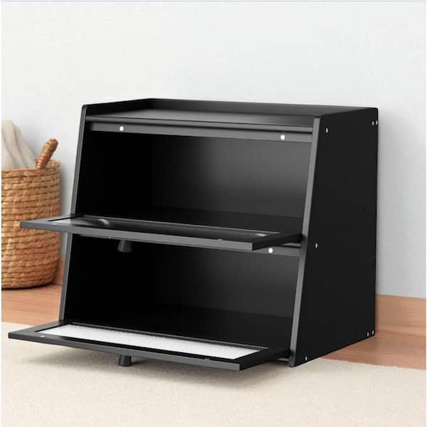 1 Piece Double Layer Large Bread Box for Kitchen Counter with Wavy Acrylic Transparent Door Set