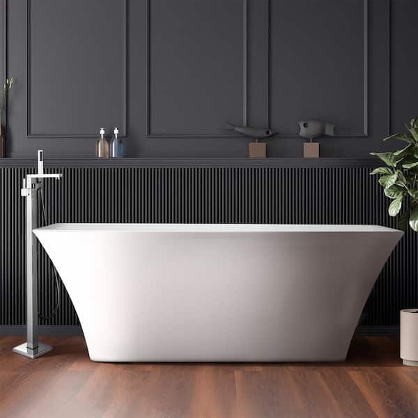 Lexora Vinter 67 in. Freestanding Acrylic Flatbottom Soaking Bathtub in White