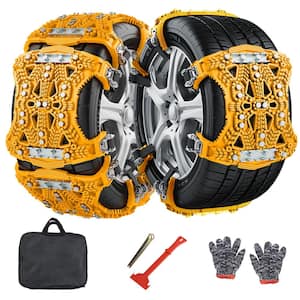 Upgraded Snow Chains for Cars, Emergency Anti Slip Tire Traction Chains for Tyres Width165-275mm, Yellow (6-Piece)