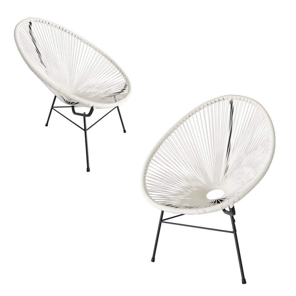 White 2-Piece Metal Outdoor Bistro Patio Chair Set