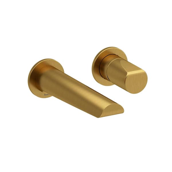 Parabola Single-Handle Wall Mount Bathroom Faucet in Brushed Gold