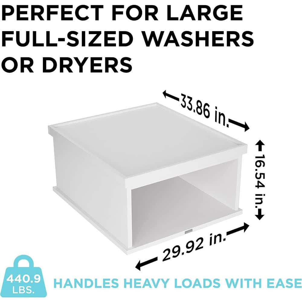 Ivation White Wooden Laundry Pedestal with Storage Compartment