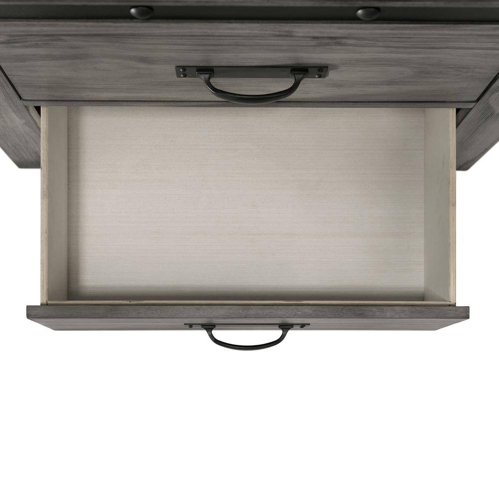 Gray Wood 7-Drawer Dresser with Black Metal Trim
