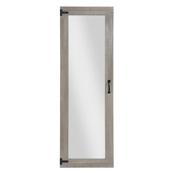 FirsTime & Co. 20 in. H x 60 in. W Rectangular Wood FirsTime & Co. Gray Humphrey Barn Door Farmhouse Framed Standing Mirror