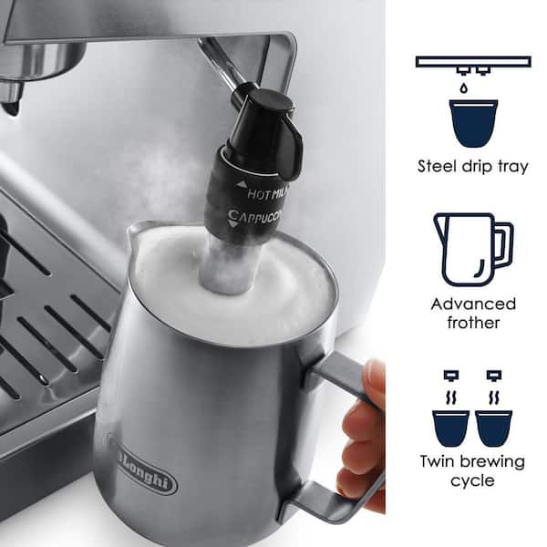 DeLonghi 2 Cup 15-Bar Stainless Steel Espresso Machine and