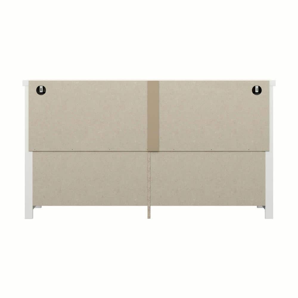 Harmony Coastal 6-Drawer Matte White Dresser with Metal Pulls