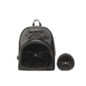 ARCHES 11.5 in. Black Top Grain Cowhide Leather Bow Backpack