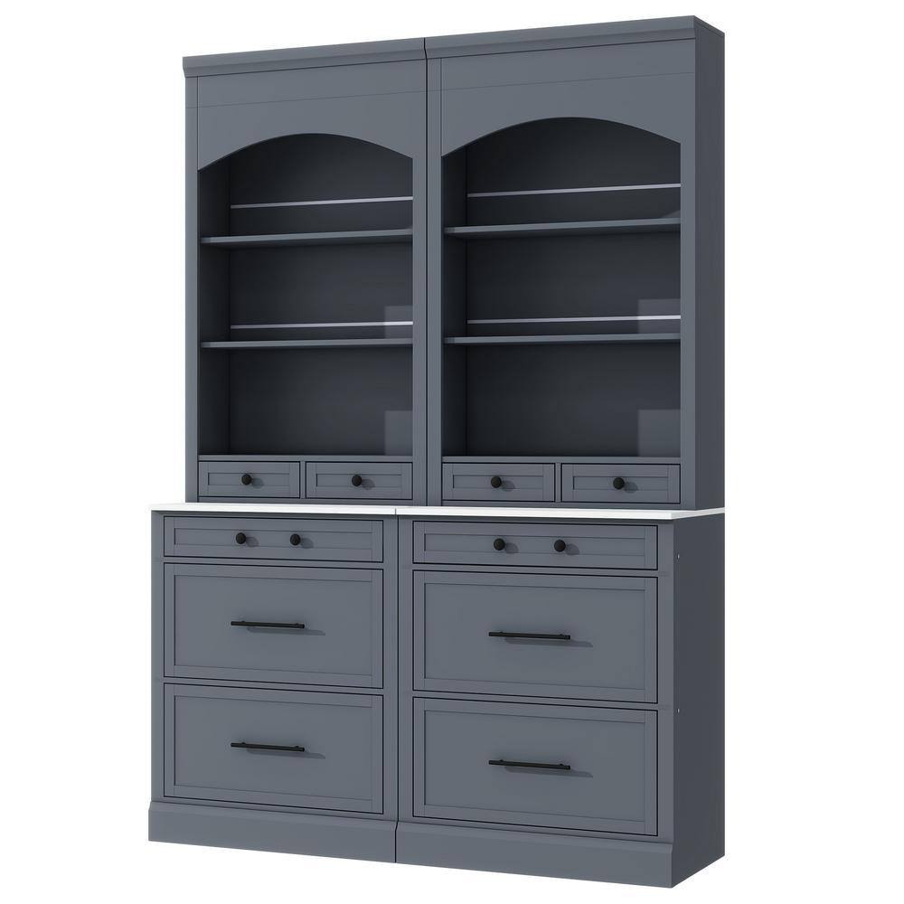 28.7 in. W x 10.4 in. D x 83.7 in. H Bathroom Gray Linen Cabinet Set of 2