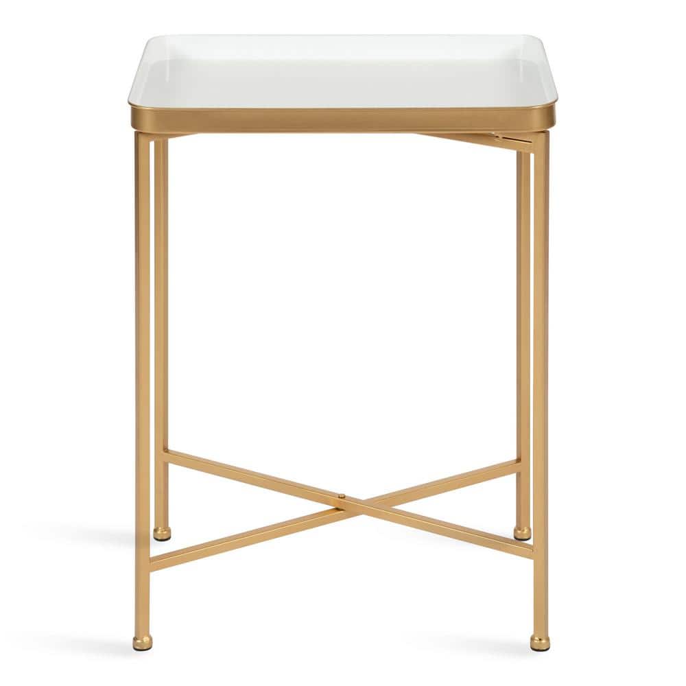 White and Gold Metal Foldable Tray Table