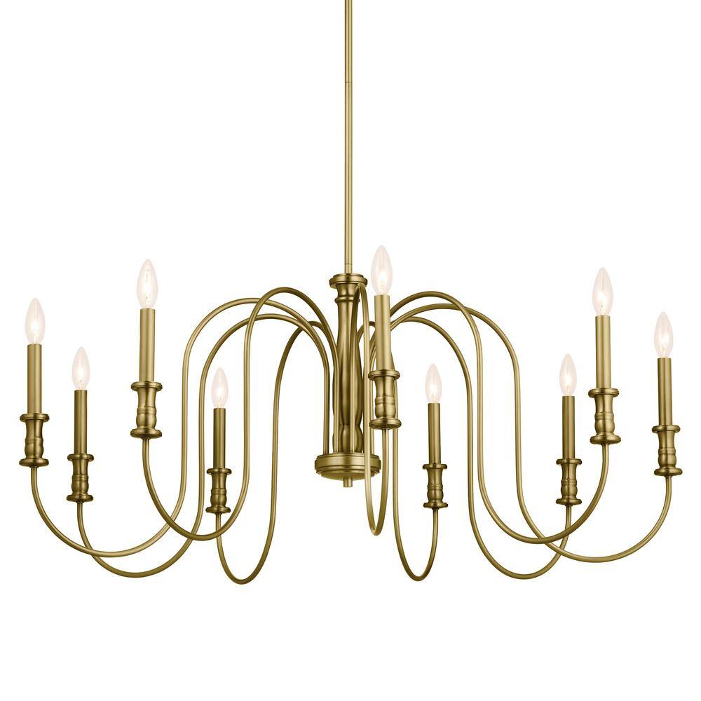 Karthe 42" 9-Light Natural Brass Candle Chandelier