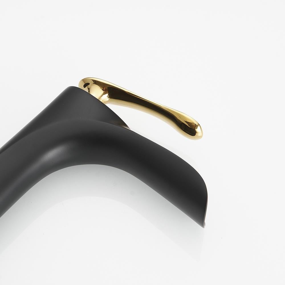 Matte Black and Gold Single Handle Vessel Sink Faucet