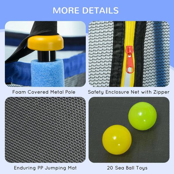 Sudzendf 55 in. Kids Toddler Trampoline with Safety