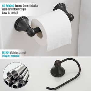 2-Piece Bath Hardware Set Accessories with Towel Bar, Toilet Paper Holder and Towel Ring in Oil Rubbed Bronze