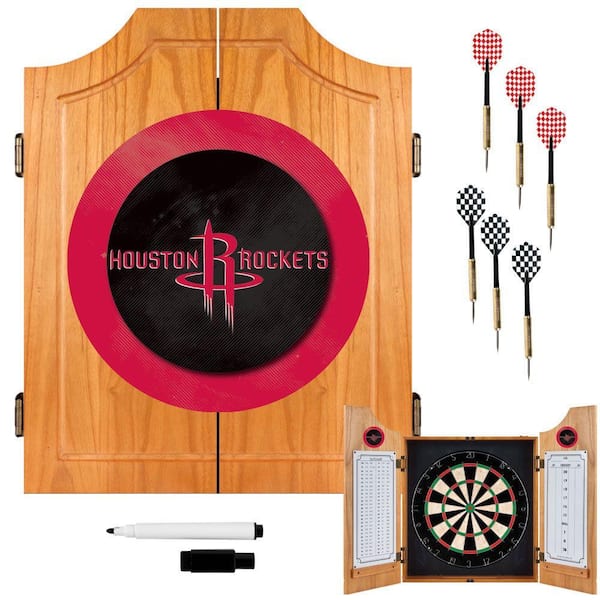 Trademark NBA Houston Rockets Wood Finish Dart Cabinet Set
