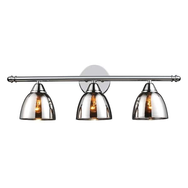 Titan Lighting Reflections 3-Light Black Chrome Vanity Light