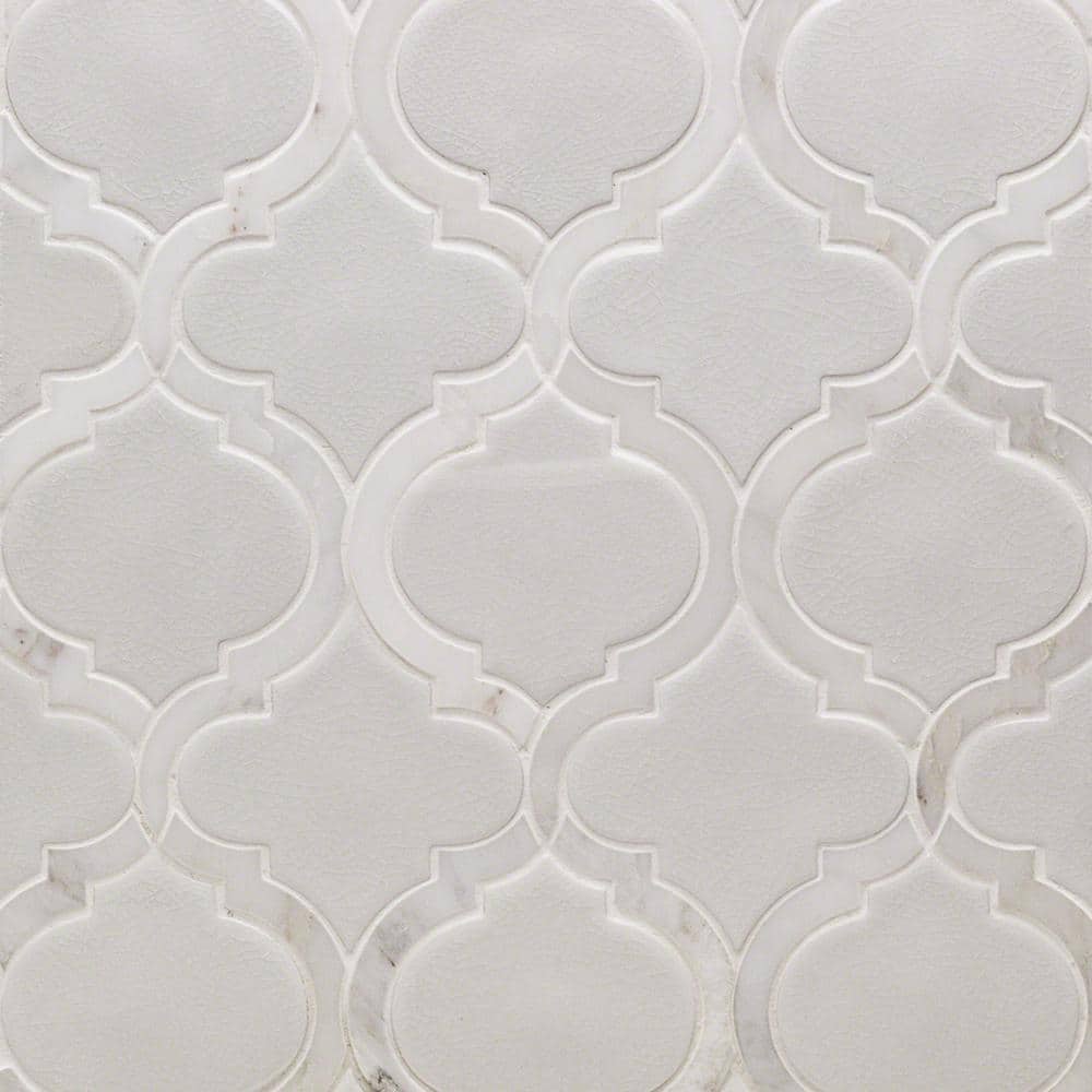 Glacier White Arabesque Ceramic Mosaic Tile Sheet