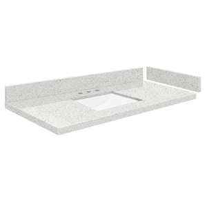 Silestone 37.25 in. W x 22.25 in. D Quartz White Rectangular Single Sink Vanity Top in Stellar Snow