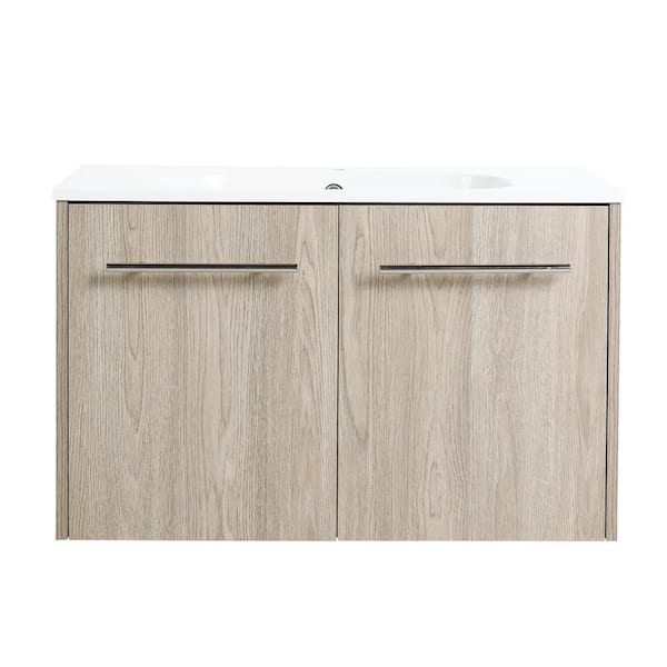 LORDEAR 30 in. W x 18 in. D x 18 in. H Wall Mounted Floating Vanity Cabinet with Sink Combo in White Oak