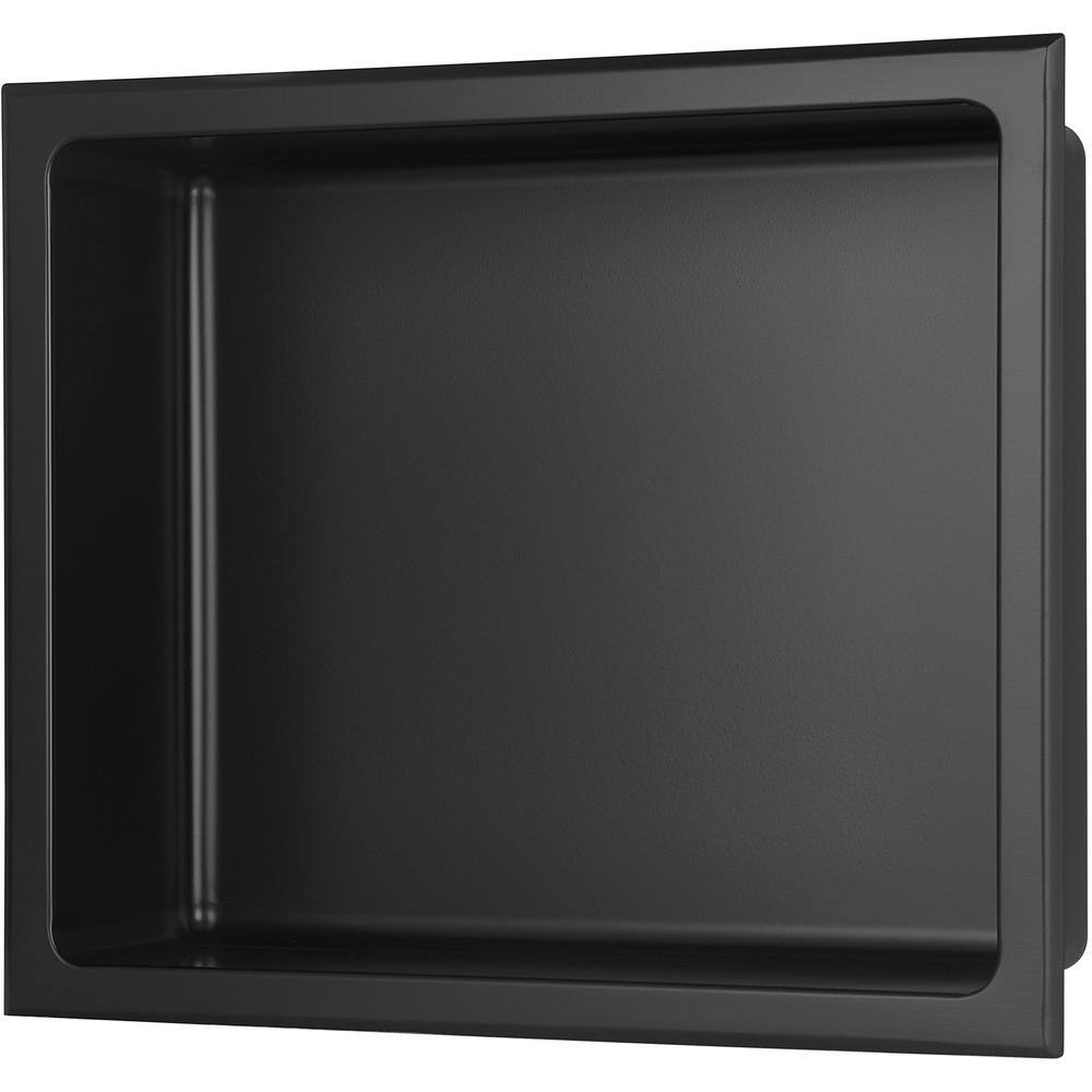 14-Inch Black Stainless Steel Shower Niche