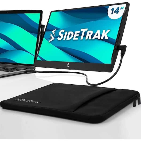 14 in. Portable Dual Screen Monitor Extender with Case & Kickstand in Black