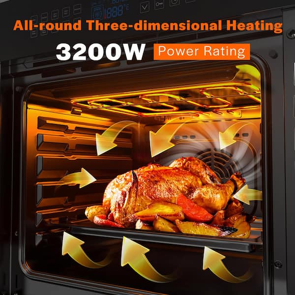 24 in. Electric Single Wall Oven 2.3 cu. ft. Capacity Touch Control Kitchen Compact Convection Oven in Black