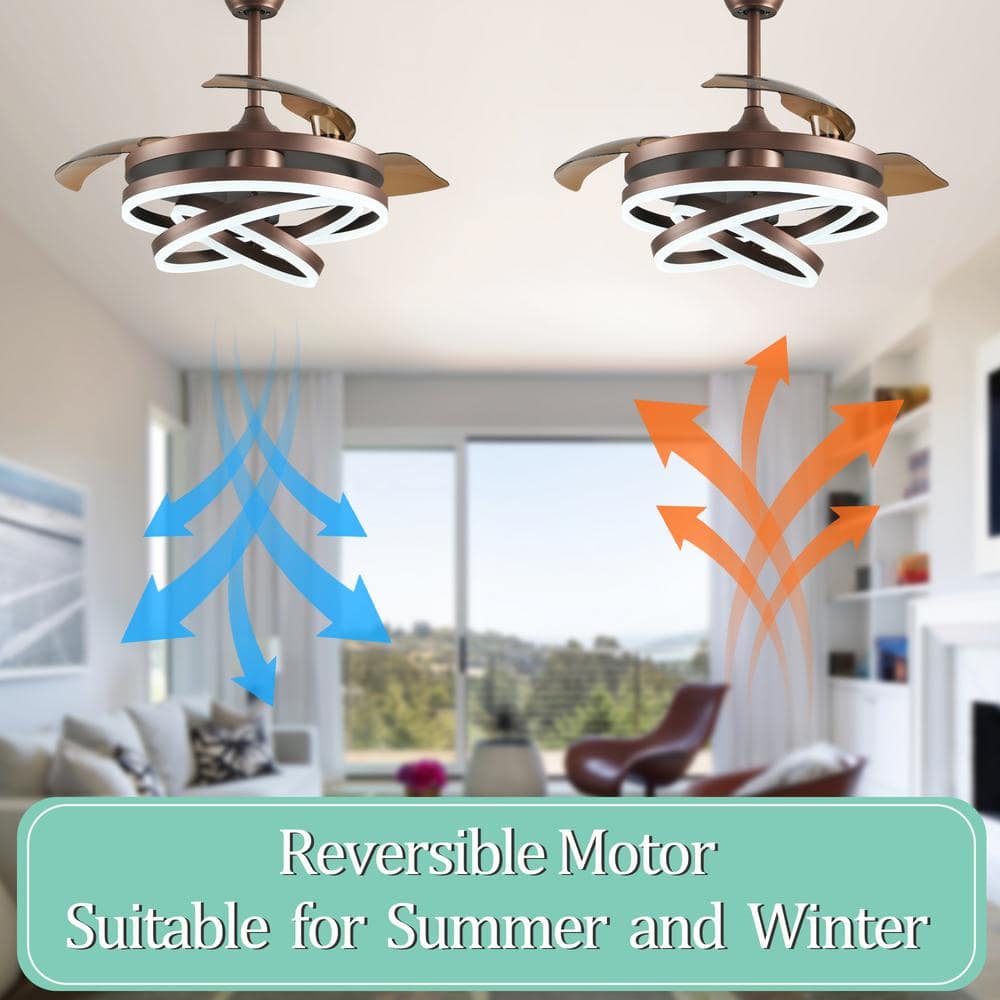 Bayview 42" Brown Brushed Metal LED Ceiling Fan with Remote