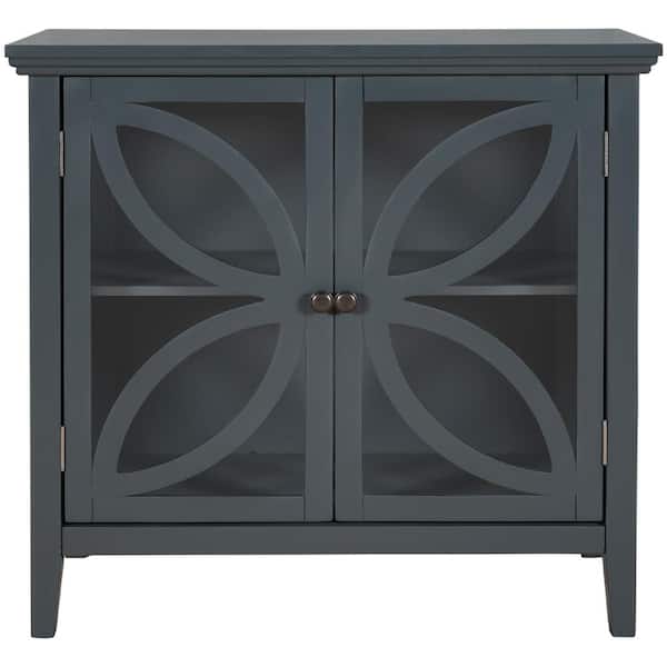 Tileon 32 in. W x 13.8 in. D x 31.1 in. H in Navy Blue MDF Ready to Assemble Kitchen Cabinet with Solid Wood Frame & Legs