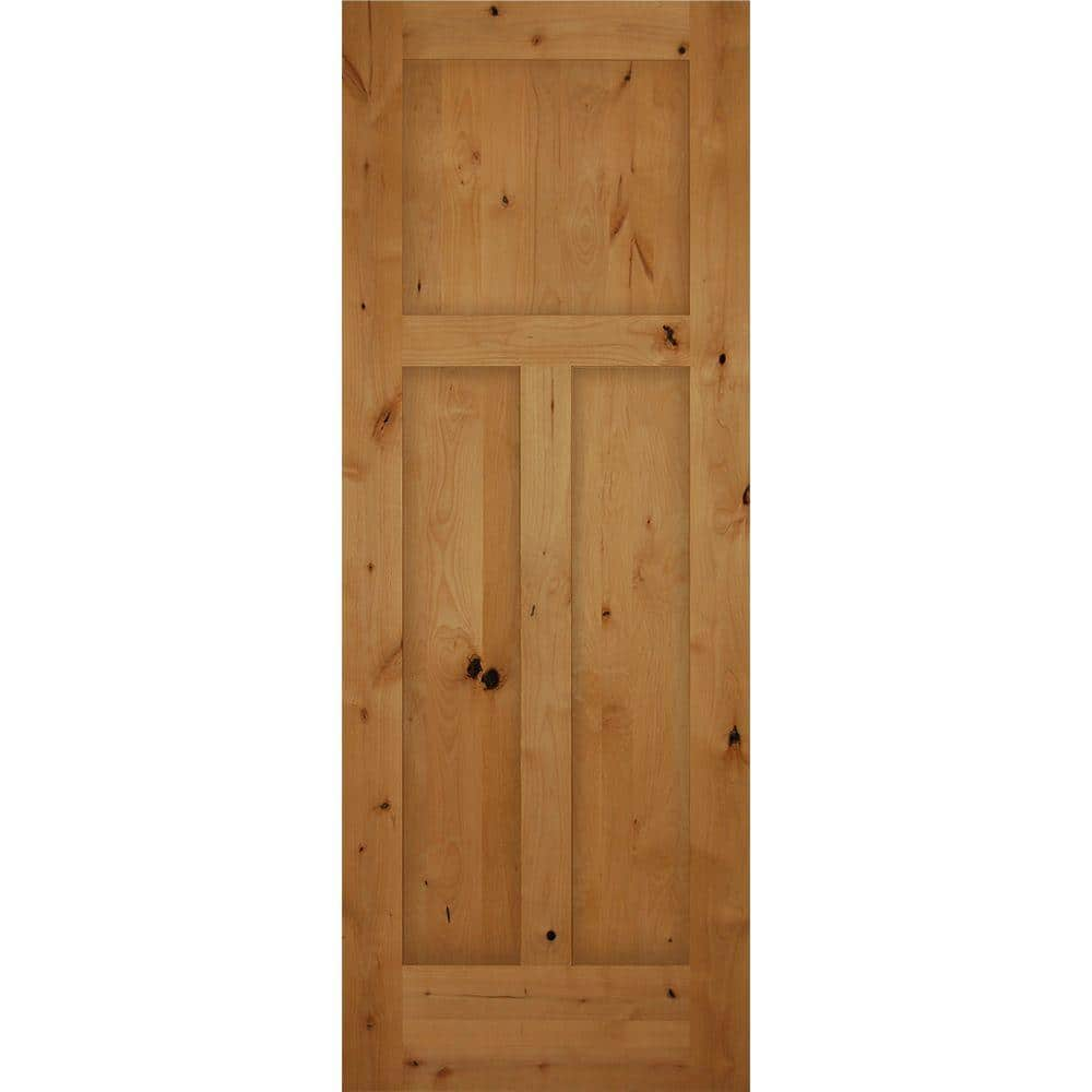 Builders Choice 30 in. x 80 in. 3-Panel Solid Core Craftsman Unfinished ...