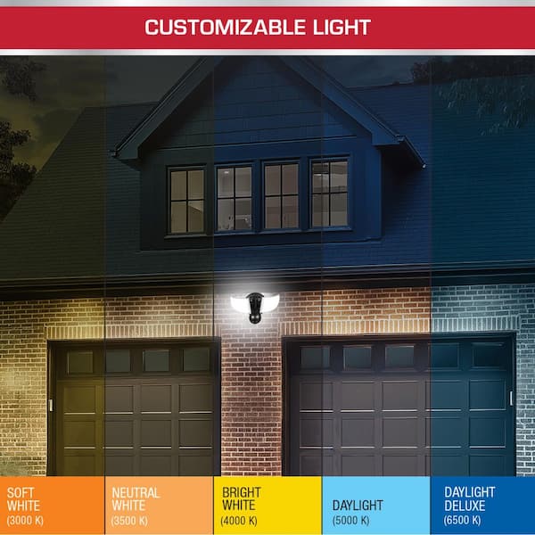 Defiant MaxDetect 240° Black Motion Sensing Wired Outdoor 2-Head