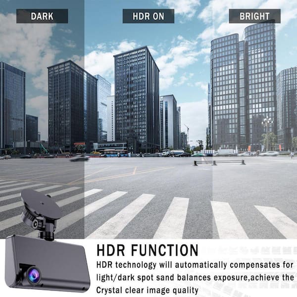 WRIGHTMASTER 3-Channel Full HD Mirror Dashcam with Loop Recording