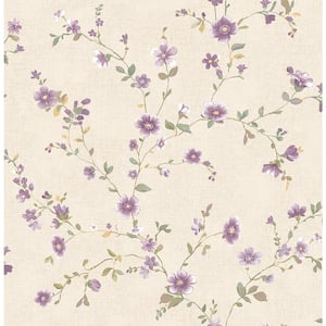 Delphine Plum Floral Trail Paper Strippable Roll Wallpaper (Covers 56.4 sq. ft.)