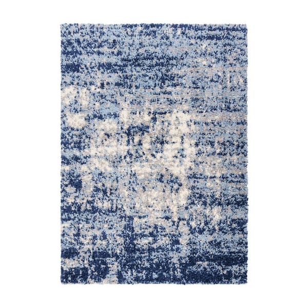 Holmby Halsbury Navy 6 ft. x 9 ft. Abstract Shag Indoor Area Rug