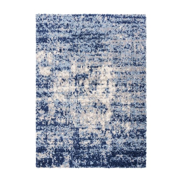 Holmby Halsbury Navy 9 ft. x 13 ft. Abstract Shag Indoor Area Rug